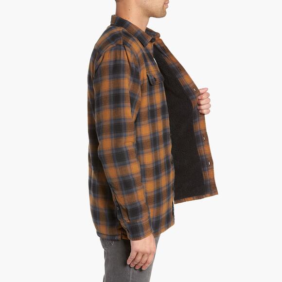 VANS "Loomis" Plaid Fleece Lined Flannel Shirt Jacket (Brown/Blue/Black | Med) - Picture 2 of 9